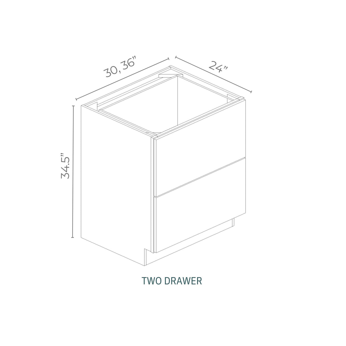 Linden Shaker Ashen - 2DB30-LSA | Drawer Base