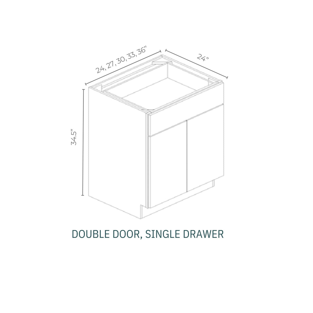 Linden Shaker Blue - B24-LSB | Base Double Door, Single Drawer