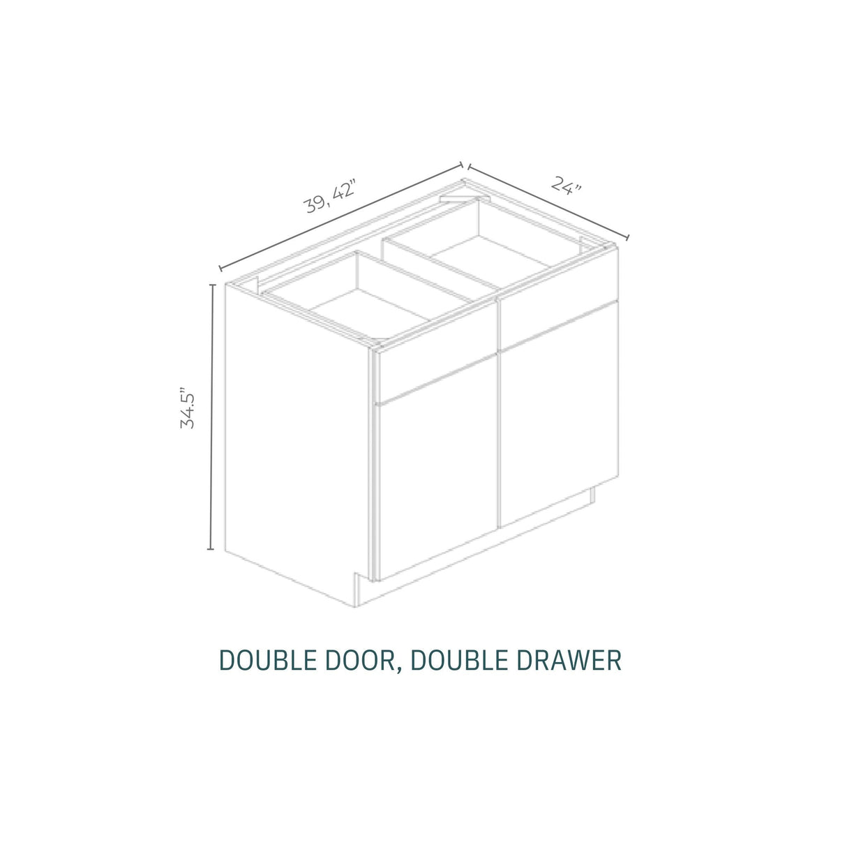 Linden Shaker White - B42-LSW | Base Double Door, Double Drawer