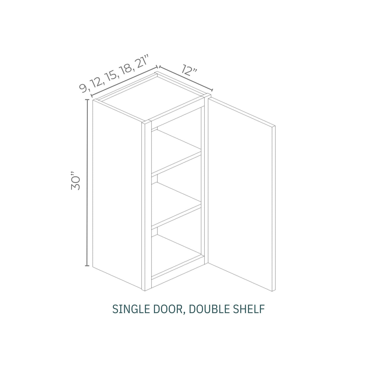 Aurelia Ashen - W2130-AA | Wall Single Door, Double Shelf