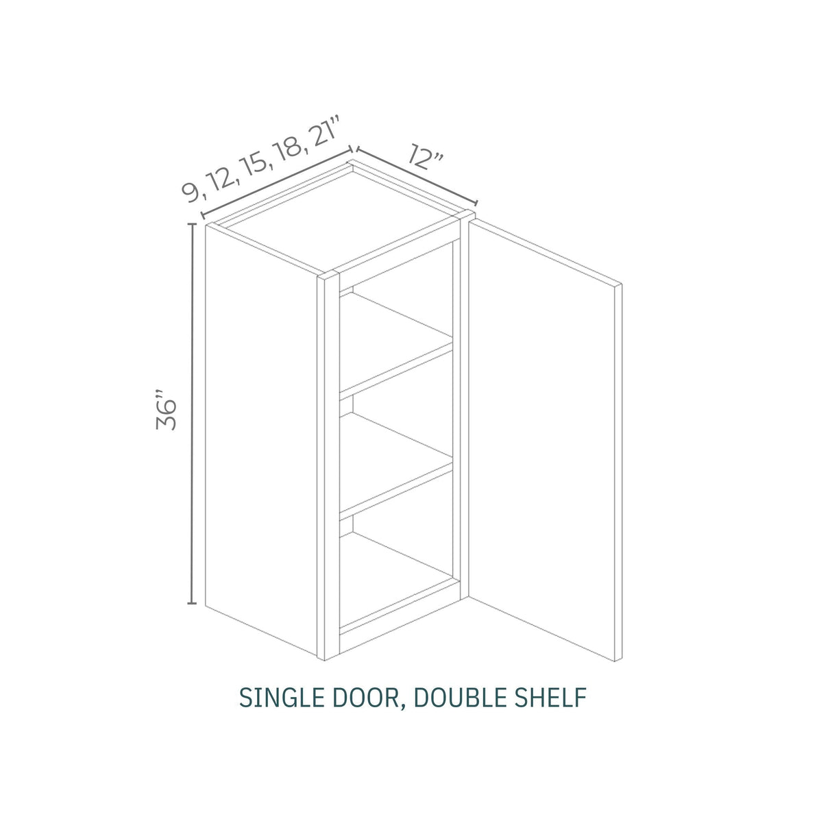 Alderton Oatmeal - W2136-AO | Wall Single Door, Double Shelf