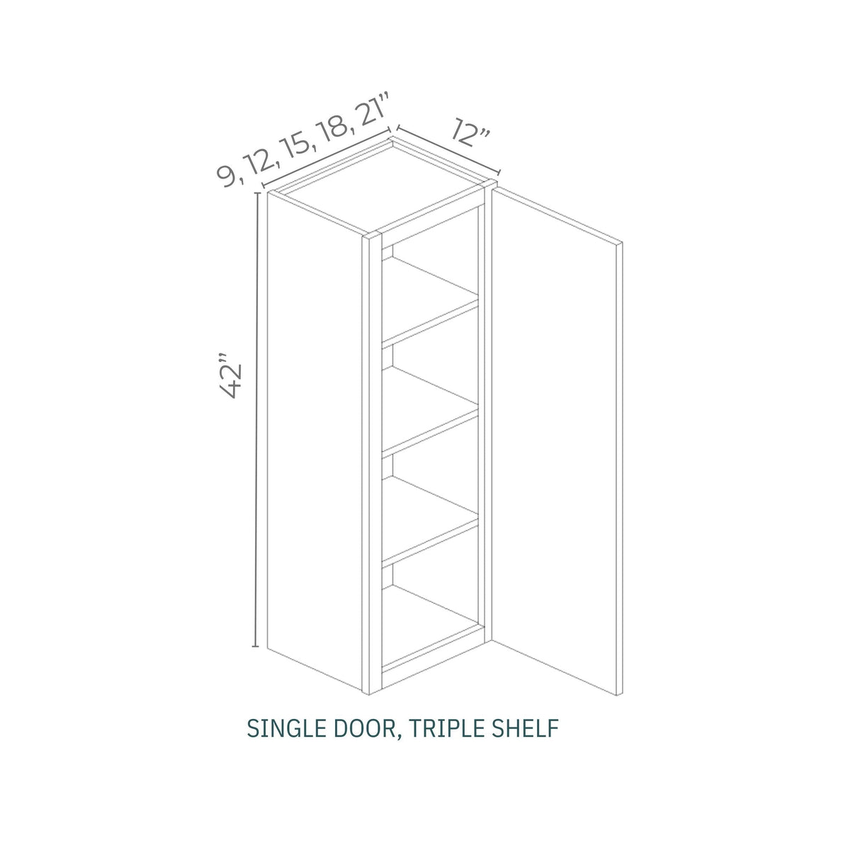 Linden Shaker Pine - W2142-LSP | Wall Single Door, Triple Shelf