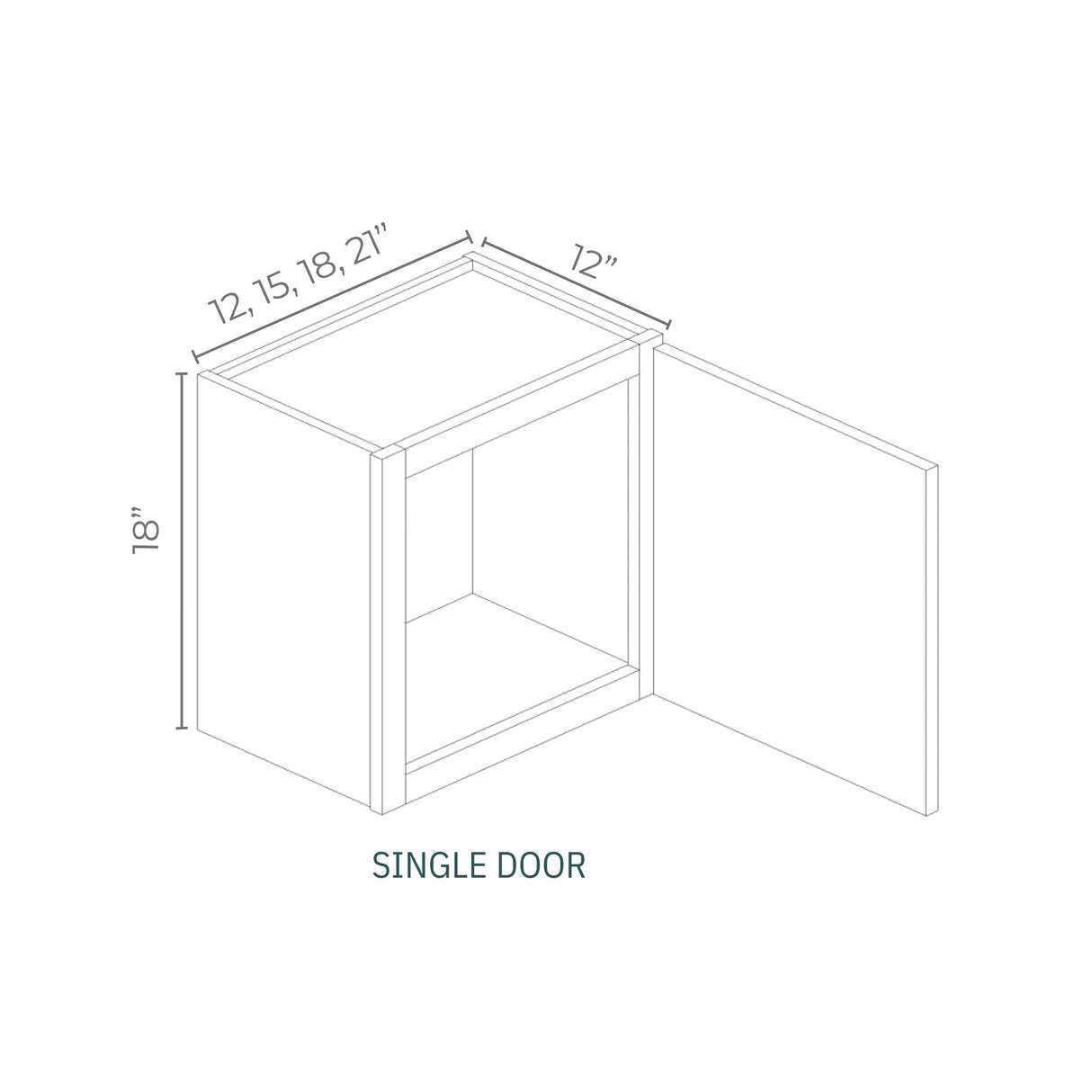 Linden Shaker Ashen - W1518-LSA | Wall Single Door