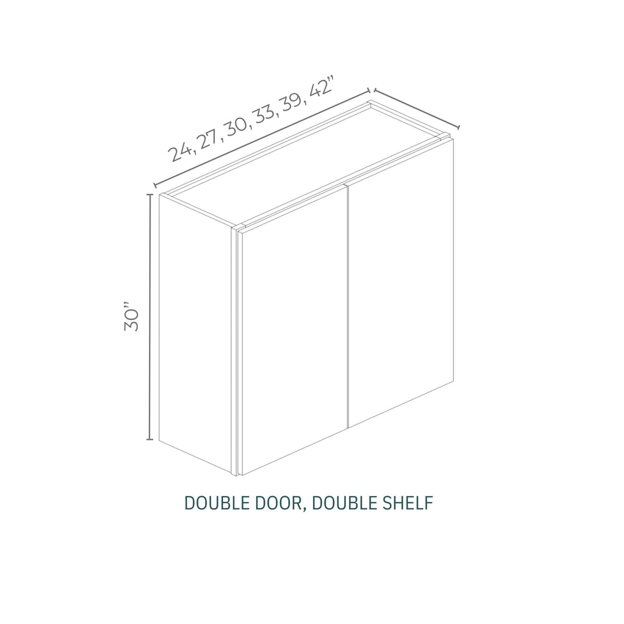 Linden Shaker Ashen - W2730-LSA | Wall Double Door, Double Shelf