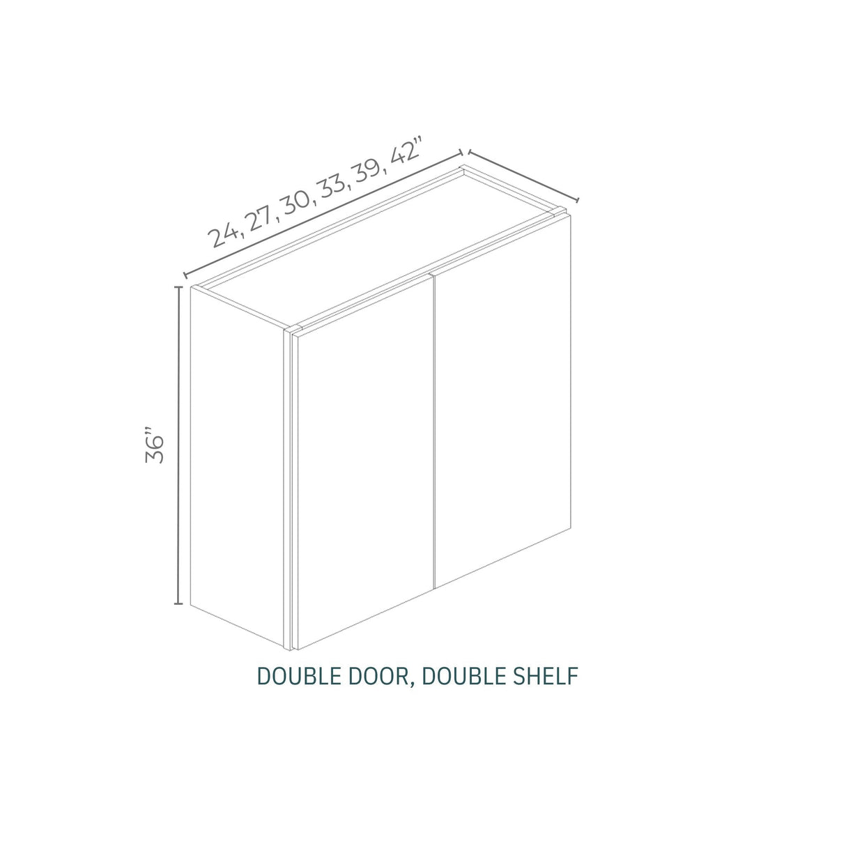 Linden Shaker Grey - W2736-LSG | Wall Double Door, Double Shelf