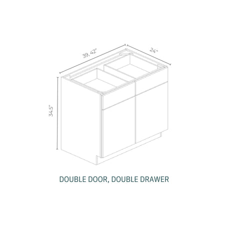 Linden Shaker Oatmeal - B42-LSO | Base Double Door, Double Drawer