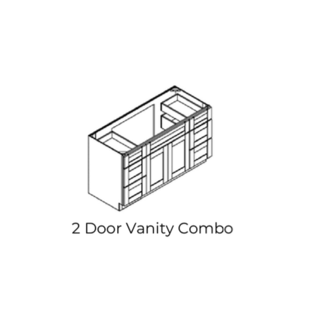 Bryce Shaker Ash Gray - VSDB48-BSAG | Vanitiy Combo Base 2 Doors 6 Drawer