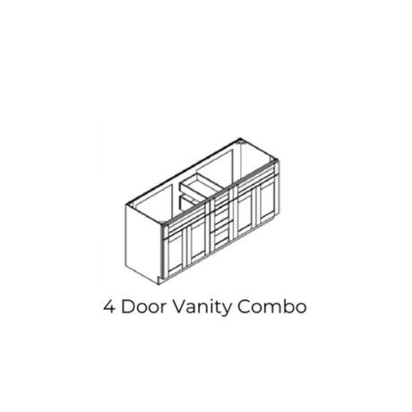 Bryce Shaker White - VSDB60D-BSW | Vanitiy Combo Base 4 Doors 6 Drawer