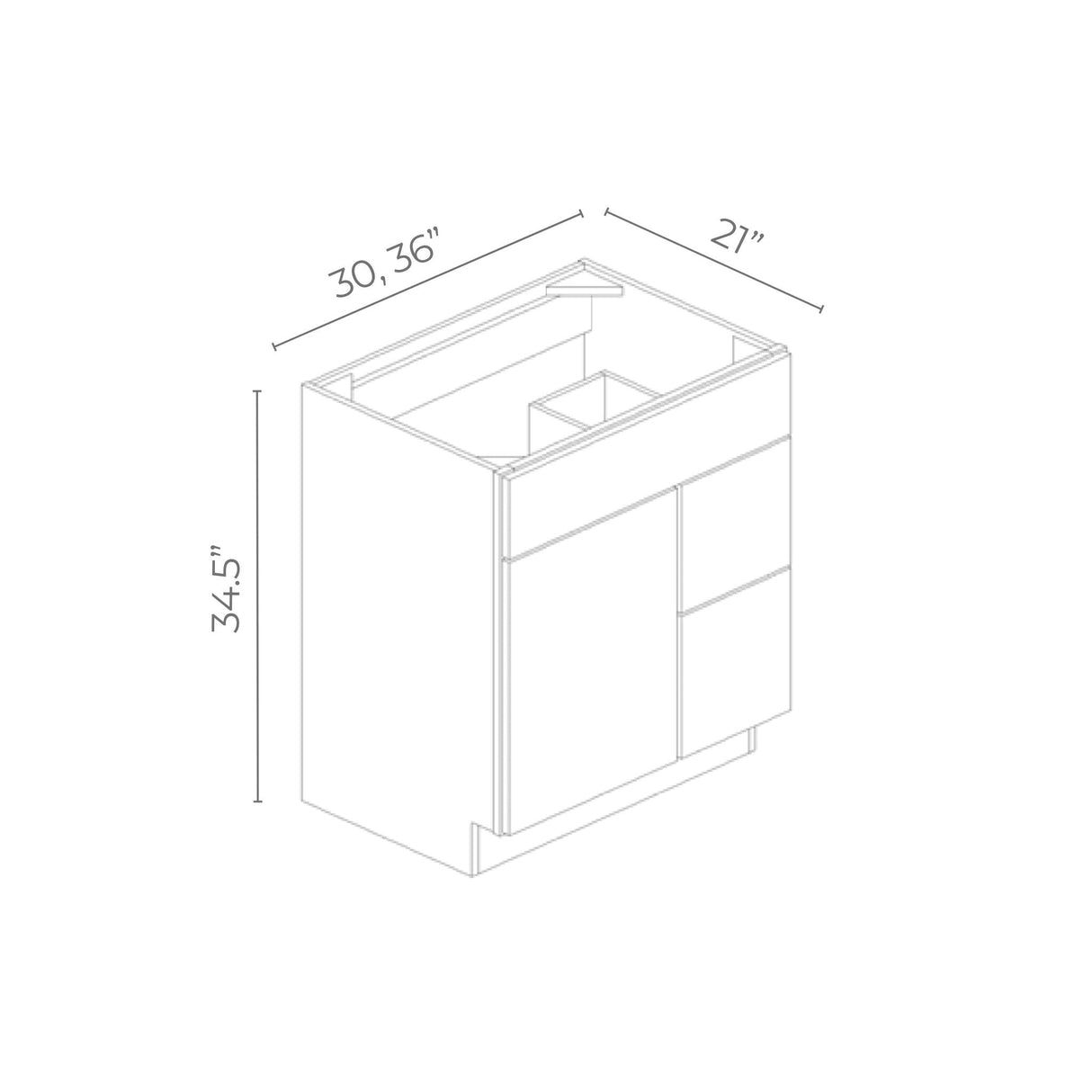 Linden Shaker Oatmeal - VSD30L-LSO | Sink Base