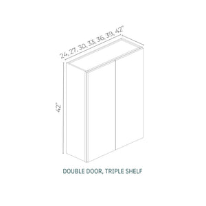 Linden Shaker Grey - W3042-LSG | Wall Double Door, Triple Shelf